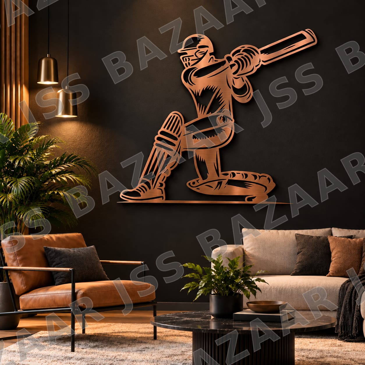 Cricket Player CNC Metal Wall Art - Image 1