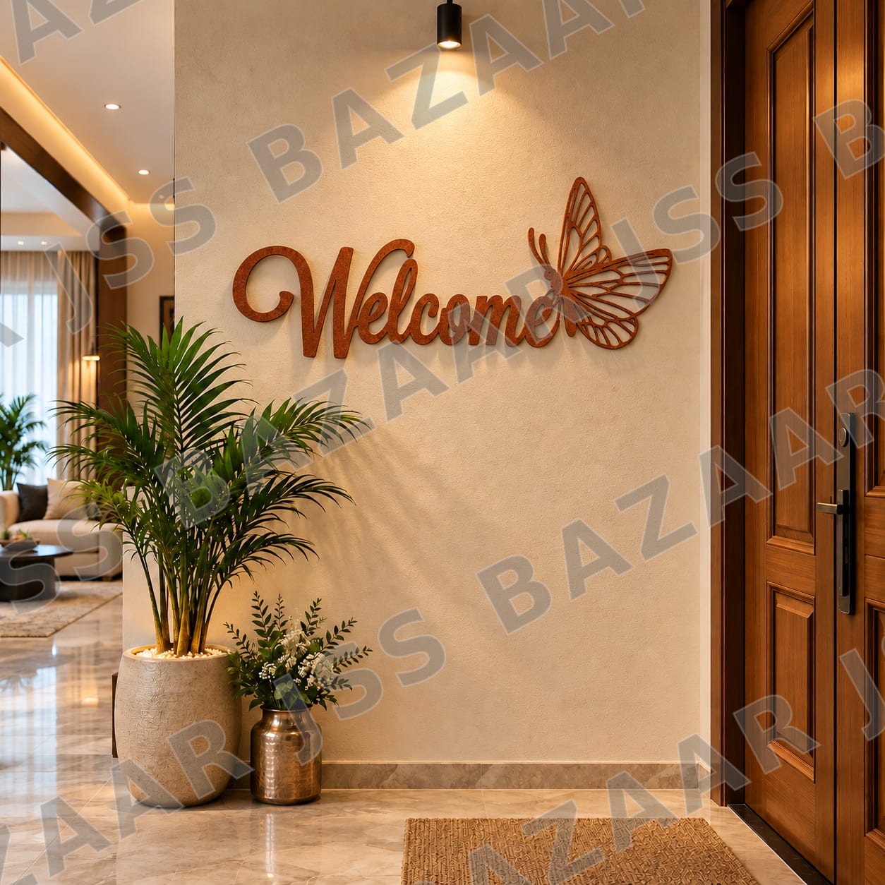 Butterfly welcome metal wall art - Image 1