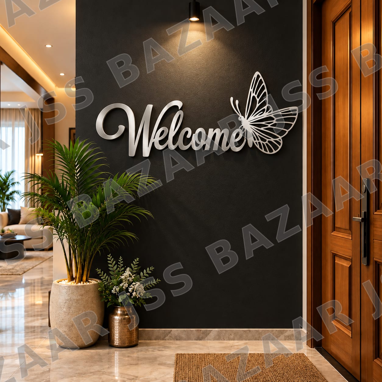 Butterfly welcome metal wall art - Image 2