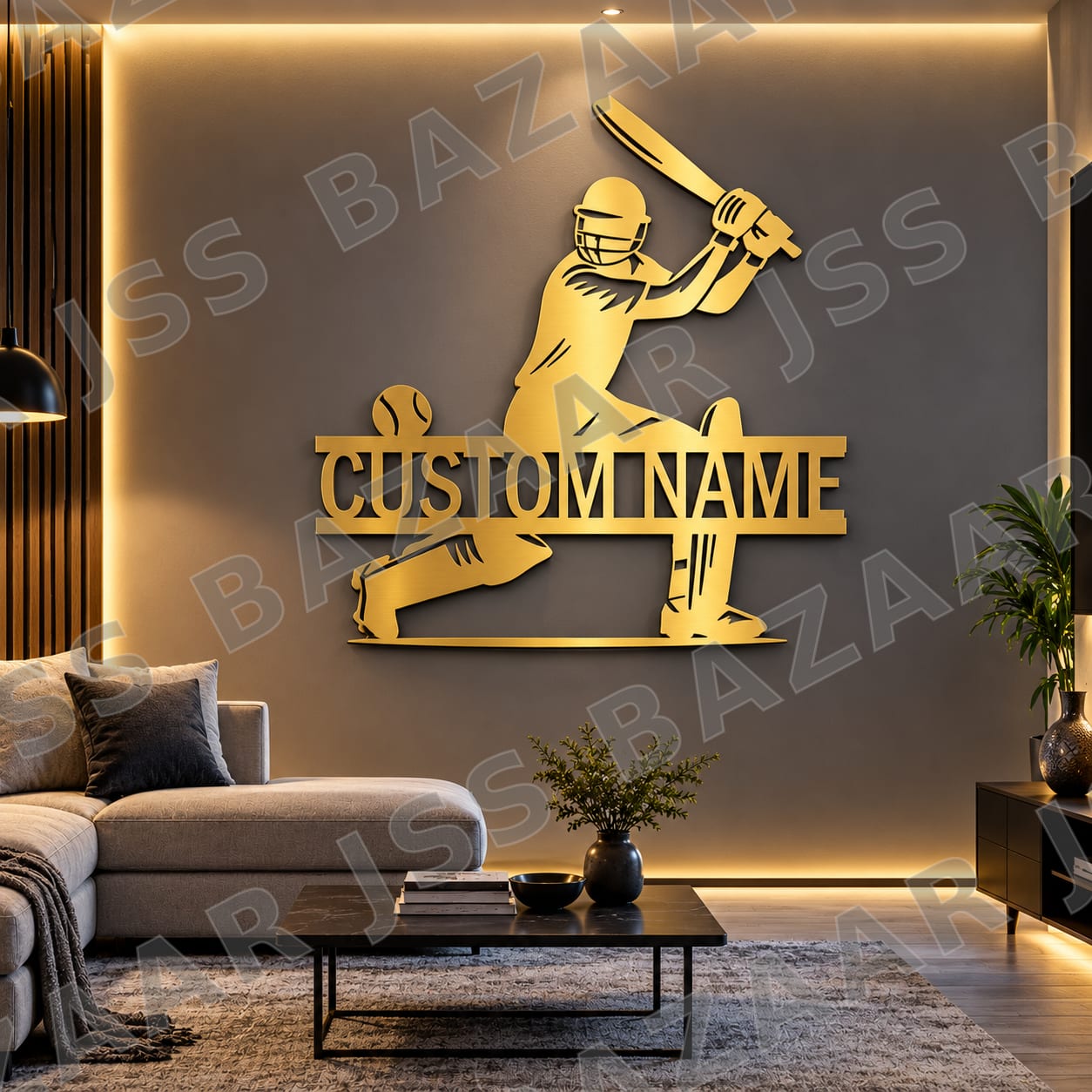 Custom Name with cricketer metal wall art - Image 4