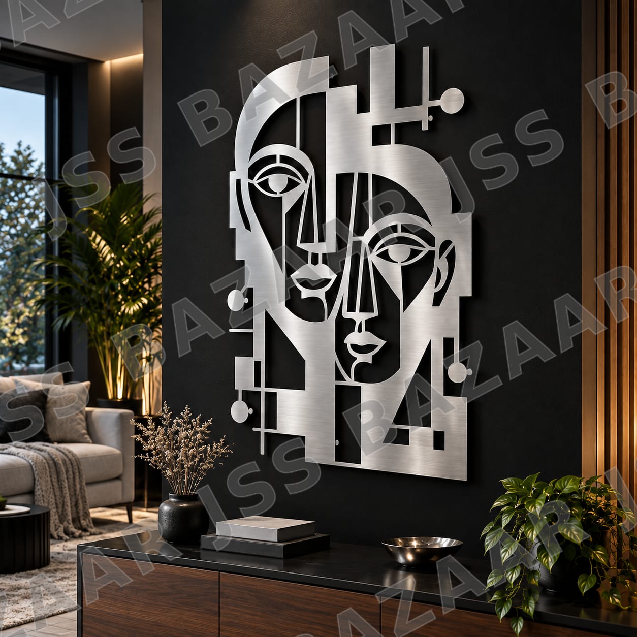 Cubist Couple Faces Metal Wall Art - Image 6