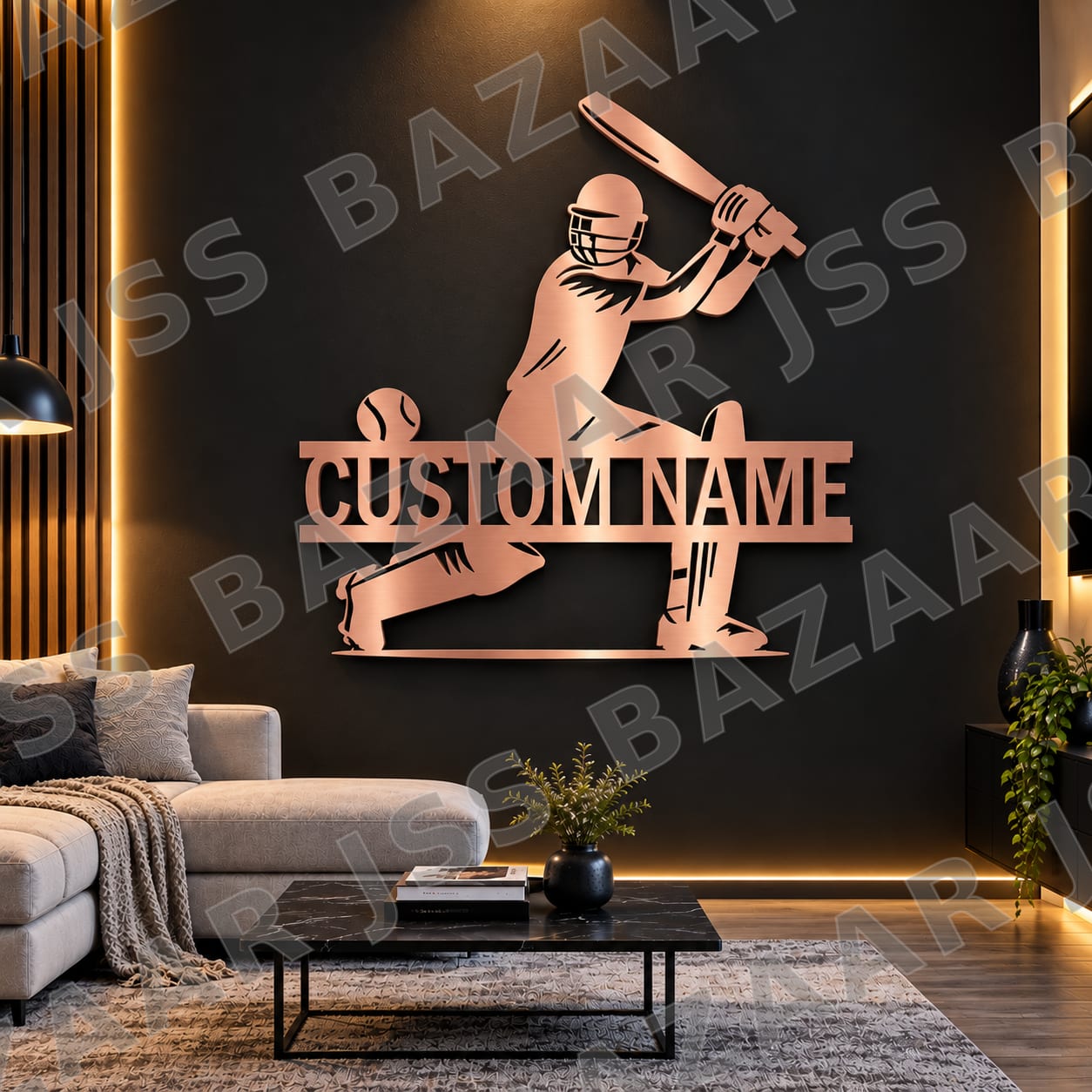 Custom Name with cricketer metal wall art - Image 5