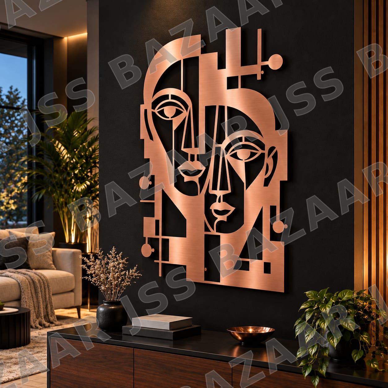 Cubist Couple Faces Metal Wall Art - Image 5